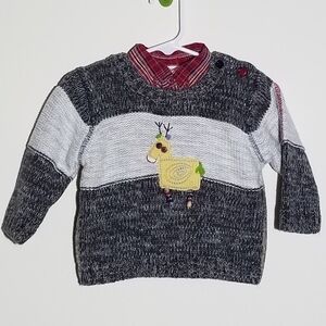 Lullaby Club Set Reindeer Deer Sweater Button Down Polo 9m